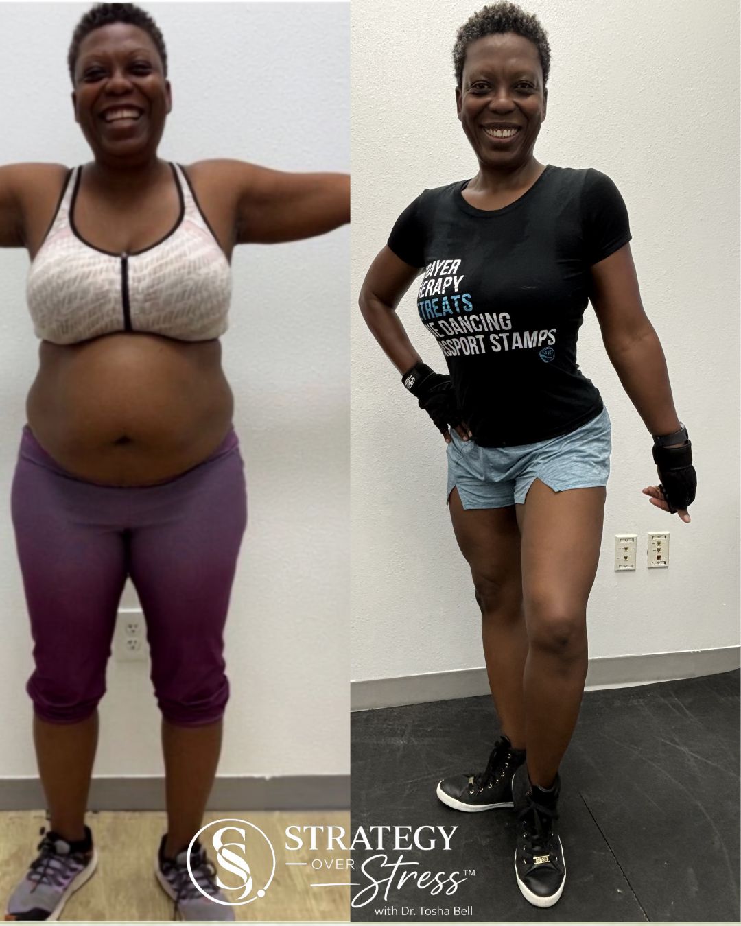 Nishia before and after her Strategy Over Stress transformation